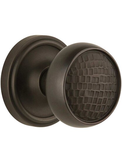 Classic Rosette Door Set with Pasadena Knobs in Oil-Rubbed Bronze.